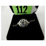 LADIES STERLING SILVER AND BLUE TOPAZ RING. SIZE 7