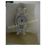 NEW LADIES LENOX STERLING SILVER AND CRYSTAL WATCH