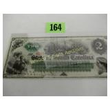 STATE OF SOUTH CAROLINE $2.00 CURRENCY NOTE