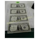 US SERIES 1957 $1.00 SILVER CERT, THREE HAVE