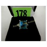 LADIES STERLING SILVER AND TURQUOISE RING