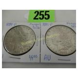 US 1885 AND 1889 MORGAN SILVER DOLLARS