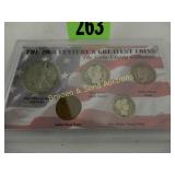 THE 20TH CENTURIES GREATEST COINS IN DISPLAY CASE