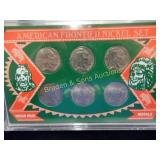 GROUP OF 6 BUFFALO NICKELS IN DISPLAY CASE