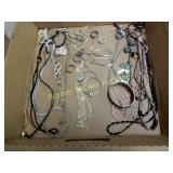 BOX OF ASSTD NECKLACES, EARRINGS ETC