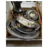 BOX OF ASSTD SILVER PLATED MDSE