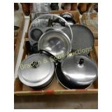 GROUP OF 2 BOXES OF ASSTD POTS, PANS AND