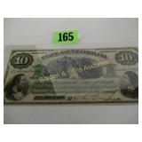 STATE OF SOUTH CAROLINA $10.00 CURRENCY NOTE DATE