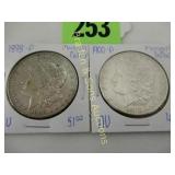 US 1898-P AND 1900-P MORGAN SILVER DOLLARS,