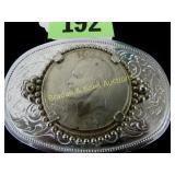 US 1972 EISENHOWER DOLLAR ON BELT BUCKLE