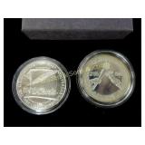 US 1988 PROOF SILVER DOLLAR AND 1987 PROOF SILVER