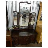 ANTIQUE OAK DRESSER WITH MIRROR AND