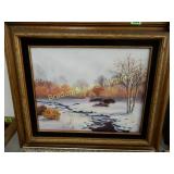 FRAMED OIL ON CANVAS AND FRAMED PRINT