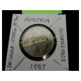 AUSTRIAN 1957- 10 SHILLING SILVER COIN