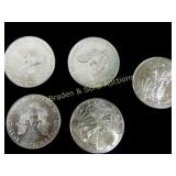 GROUP OF 5 BRILLIANT UNCIRCULATED 2018 SILVER