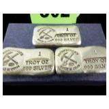 GROUP OF 3 ONE OUNCE SILVER BARS