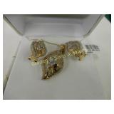 LADIES 10K YG DIAMOND EARRINGS AND MATCHING