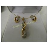 LADIES 10K YG AND DIAMOND EARRINGS WITH MATCHING