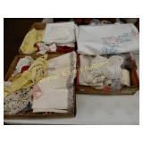 GROUP OF 3 BOXES OF ASSTD LINENS AND DOILLIES ETC