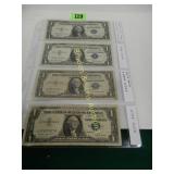 GROUP OF 4 $1.00 SILVER CERT, 2 SERIES 1935 AND