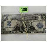 US SERIES 1899 $2.00 SILVER CERT SIGNED