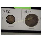 US 1855 SEATED LIBERTY SILVER HALF DOLLAR