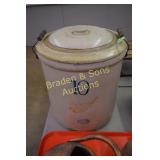 ANTIQUE 10 GAL REDWING CROCK WITH LID