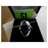 LADIES STERLING SILVER LAPIS LAZULI RING SIZE 7