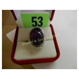 LADIES STERLING SILVER AND AMETHYST RING SIZE 7.5
