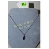 LADIES STERLING SILVER AND BLUE SAPPHIRE NECKLACE