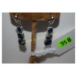 LADIES STERLING SILVER AND BLUE SAPPHIRE EARRINGS
