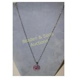 LADIES STERLING SILVER AND PINK AMETHYST NECKLACE