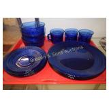 TRAY OF ASSTD COBALT BLUE DINNERWARE