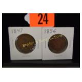 US 1847 AMD 1856 LARGE SIZE PENNIES