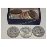 GROUP OF 14 US SILVER HALF DOLLARS