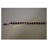 LADIES STERLING SILVER AND RED GARNET BRACELET