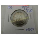 US 1853 SEATED LIBERTY SILVER QUARTER