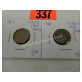 US 1860 AND 1907 INDIAN HEAD PENNIES