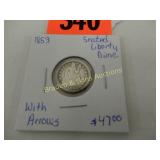 US 1853-P SEATED LIBERTY DIME WITH ARROWS