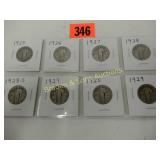 GROUP OF 8 WALKING LIBERTY SILVER QUARTERS FROM