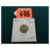 US 1865 THREE CENT PIECE