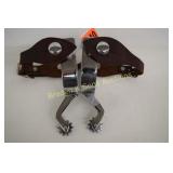 MAKER MARKED KELLY NICKEL PLATED SPURS WITH