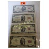 GROUP OF 4 SERIES 1953 $2.00 CURRENCY NOTE