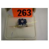 LADIES STERLING SILVER AND BLUE SAPPHIRE RING