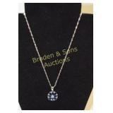 LADIES STERLING SILVER AND BLUE SAPPHIRE NECKLACE