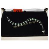 LADIES STERLING SILVER AND EMERALD BRACELET