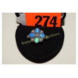 LADIES STERLING SILVER AND ONE C FIRE BLUE OPAL