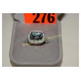 LADIES STERLING SILVER AND BLUE TOURMALINE RING