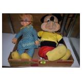 VINTAGE MICKEY MOUSE AND MRS BEASLEY DOLLS