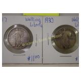 US 1917 NAD 1930 WALKING LIBERTY SILVER QUARTERS